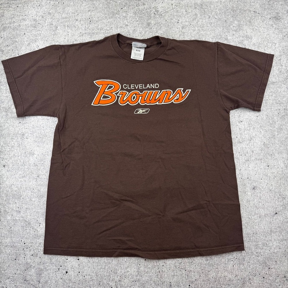 Y2K Reebok Cleveland Browns Brown Logo Made in USA Mens Medium T-Shirt NFL